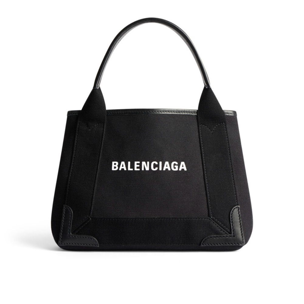 BALENCIAGA ITALIAN MADE Navy CABAS XS – NAVY Canvas & Calfskin